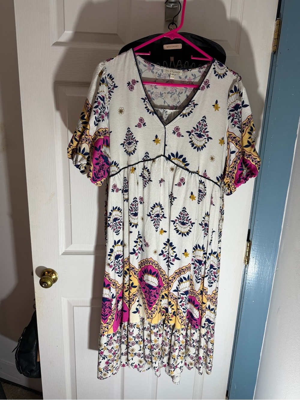 Fig + Flower Womens Floral Medallion Boho Midi Dress Multi color Size M NEW